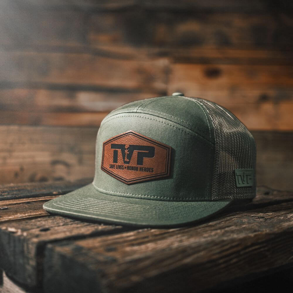 T.V.P. Leather Hex Flat 7 Panel Trucker