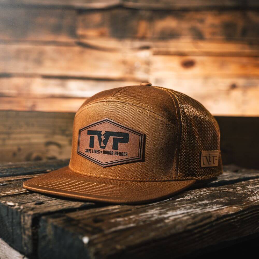 T.V.P. Leather Hex Flat 7 Panel Trucker