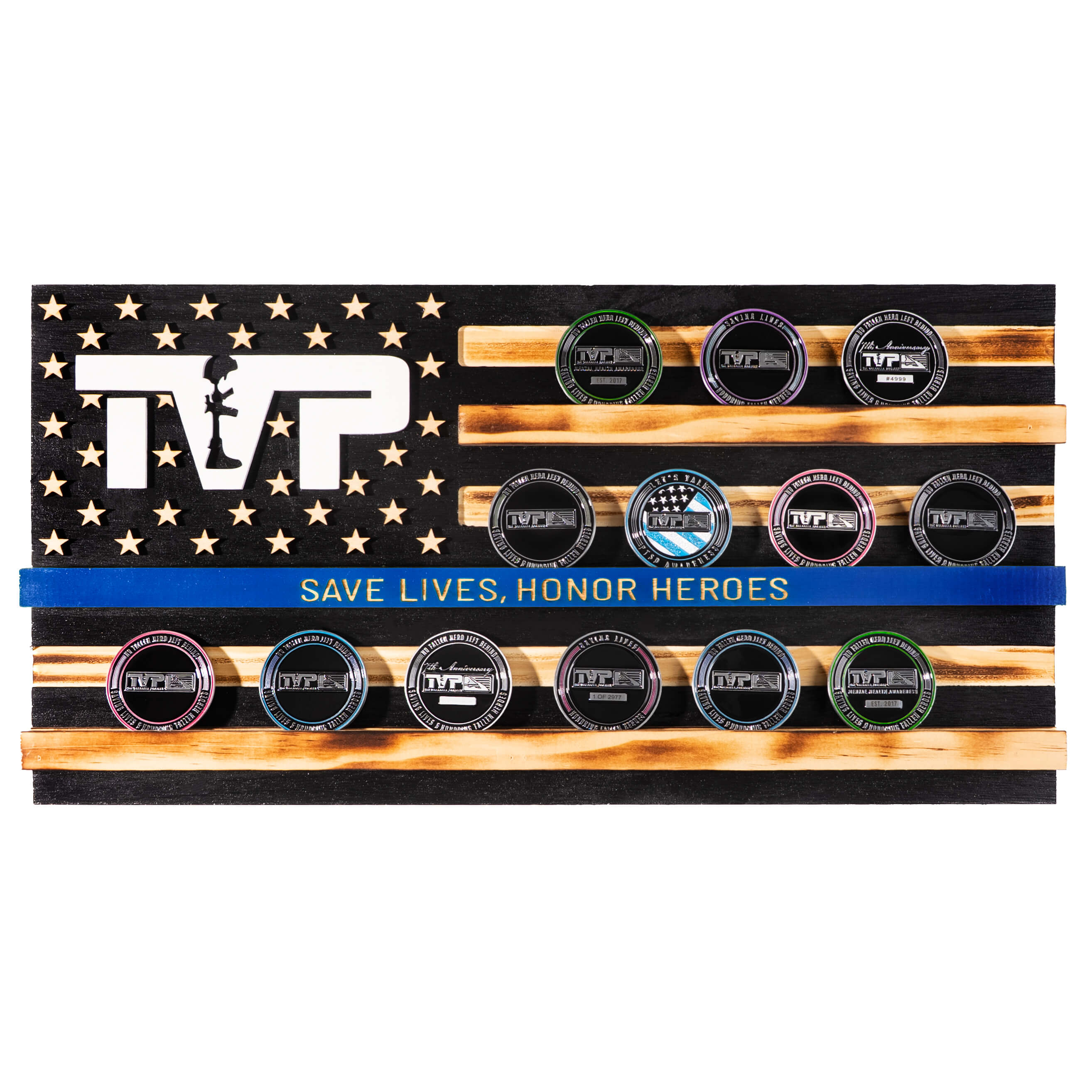 T.V.P. American Flag Challenge Coin Display