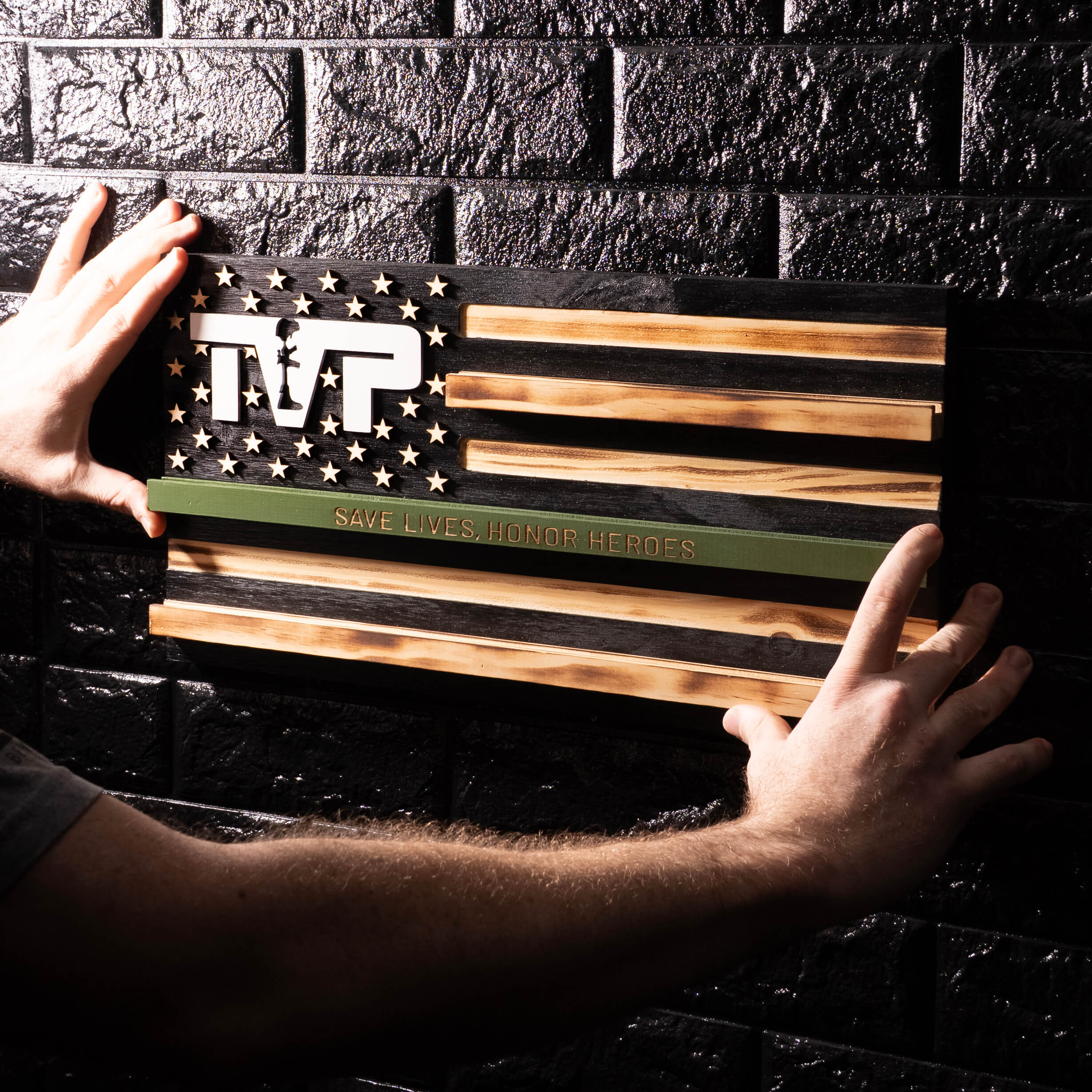 T.V.P. American Flag Challenge Coin Display