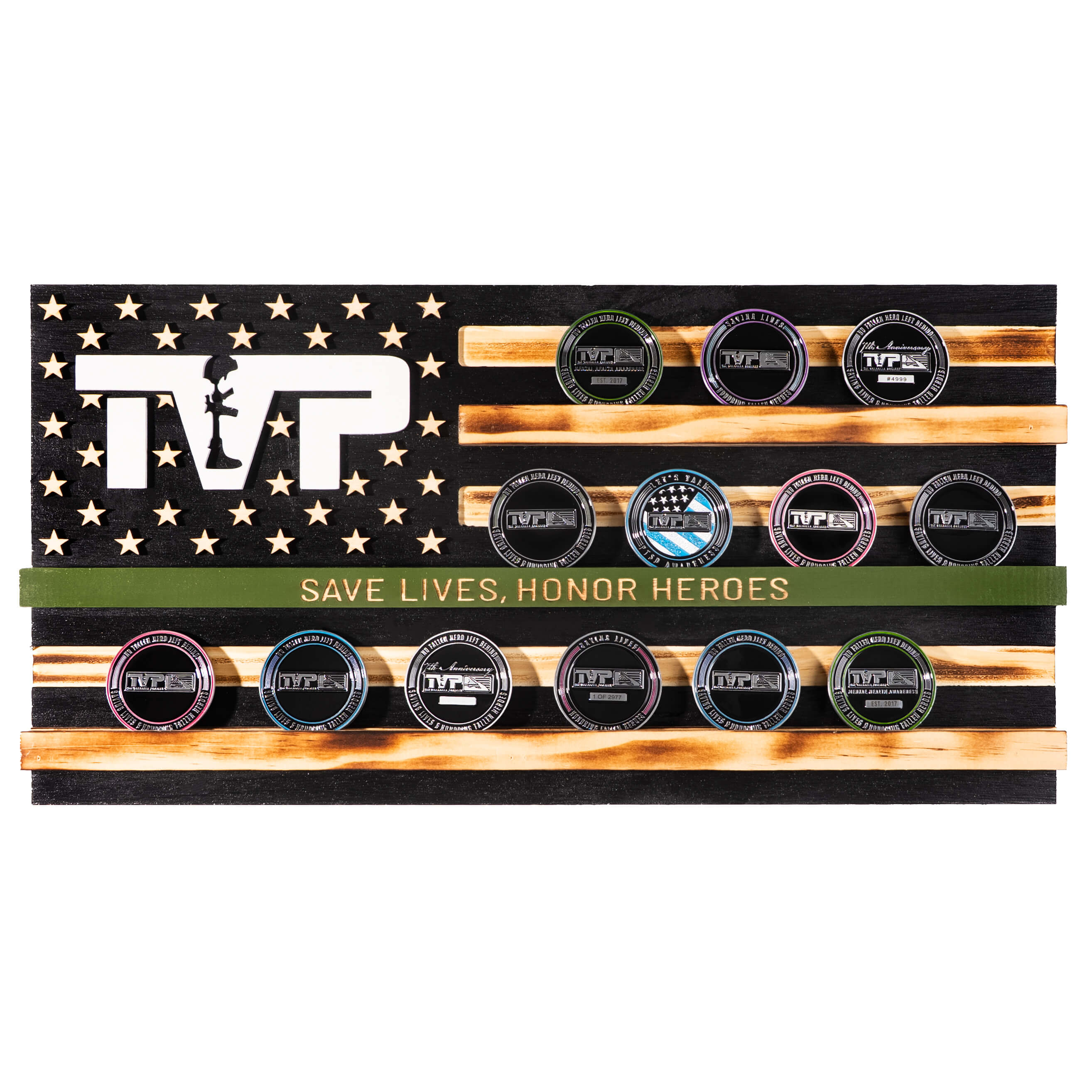 T.V.P. American Flag Challenge Coin Display