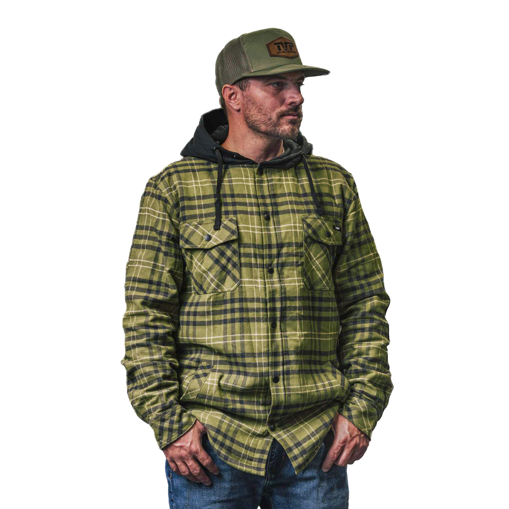 Sherpa-Lined Flannel Jacket with Hood