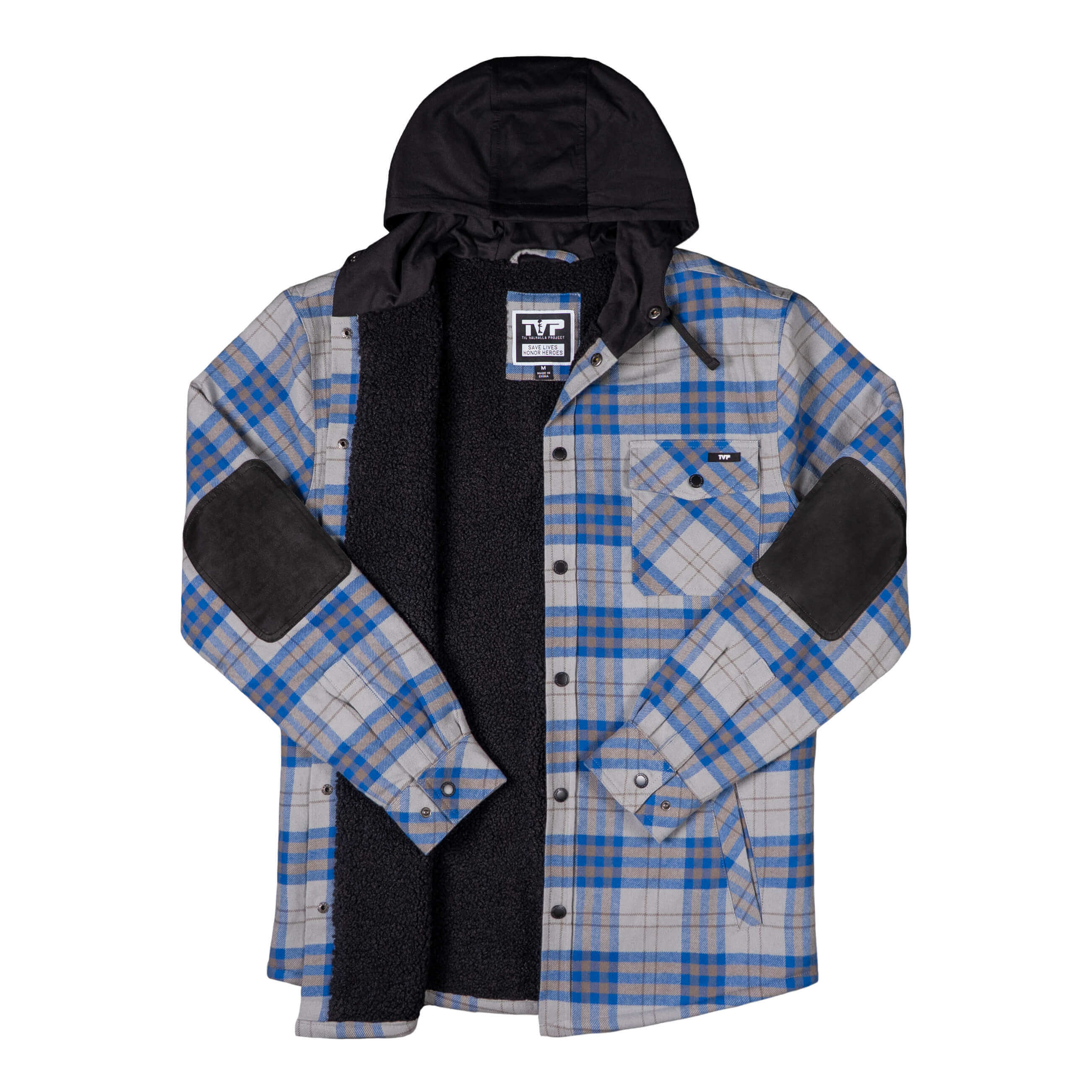 Sherpa-Lined Flannel Jacket with Hood