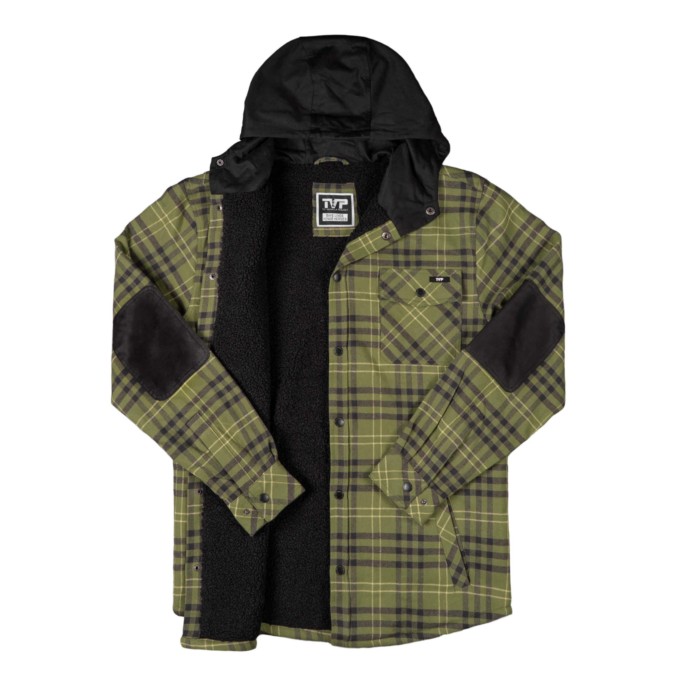 Sherpa-Lined Flannel Jacket with Hood