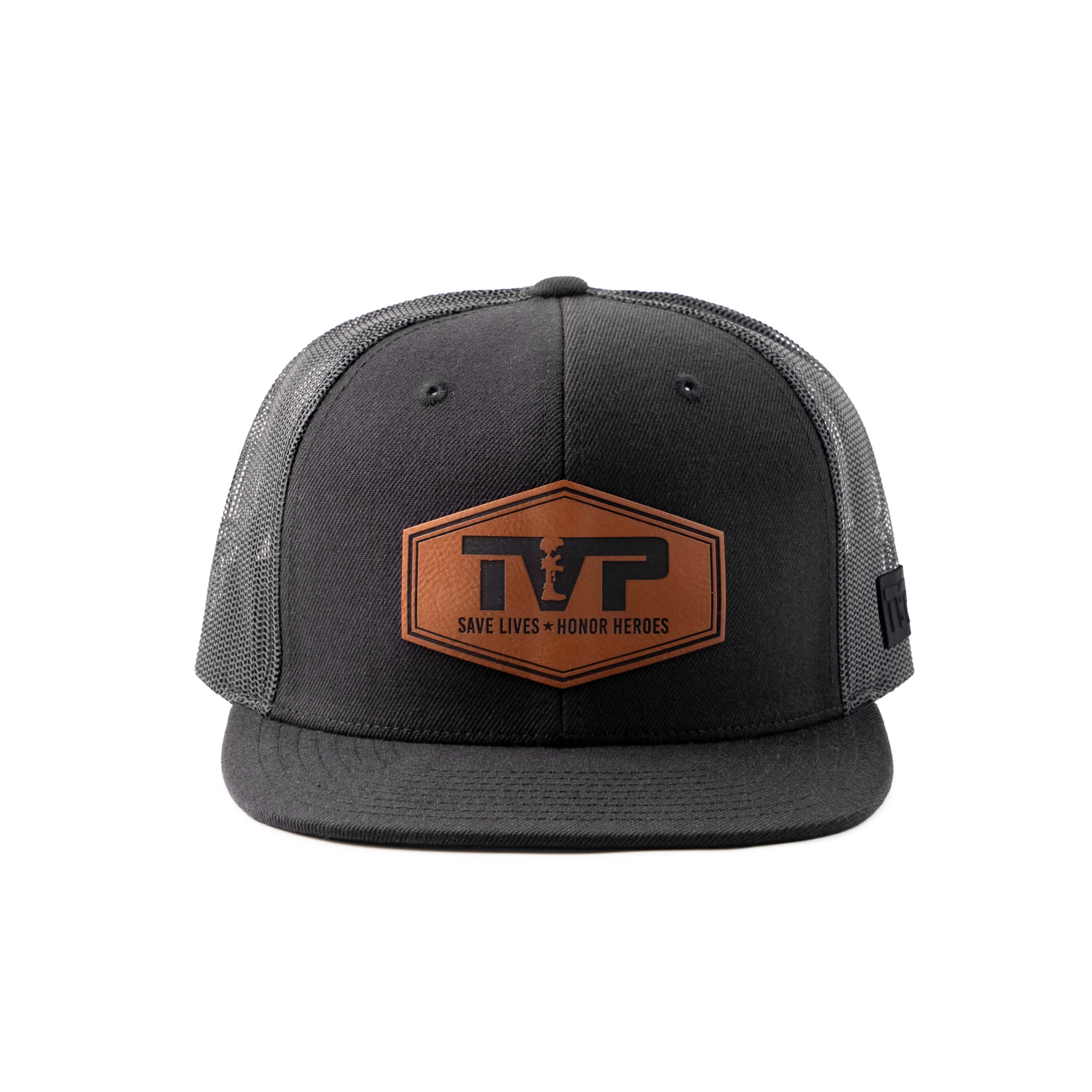 T.V.P. Leather Hex Flat Bill Trucker