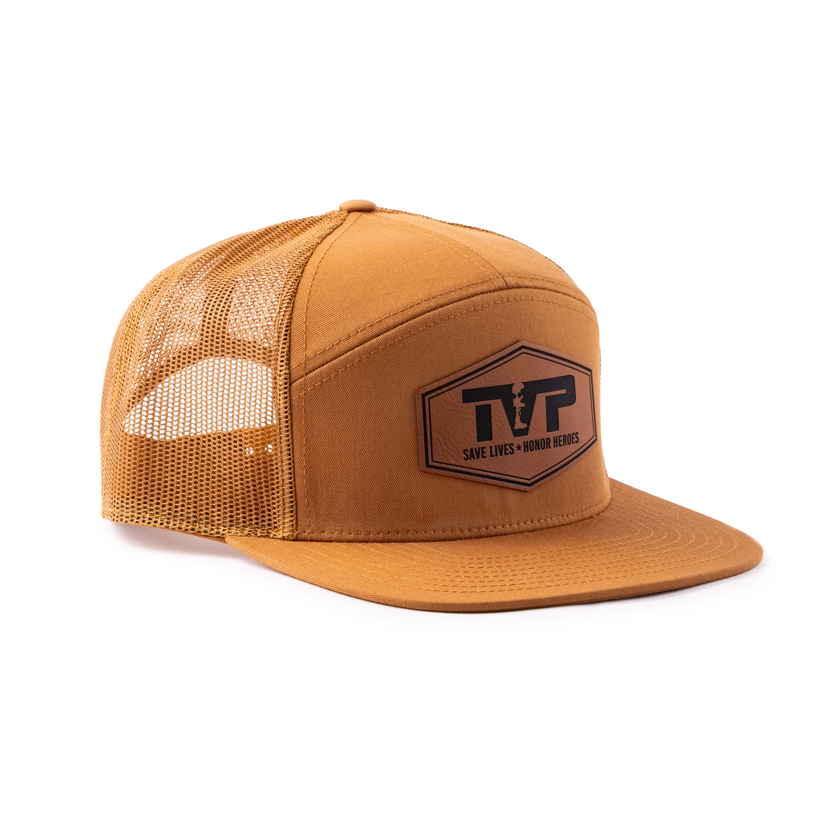 T.V.P. Leather Hex Flat 7 Panel Trucker