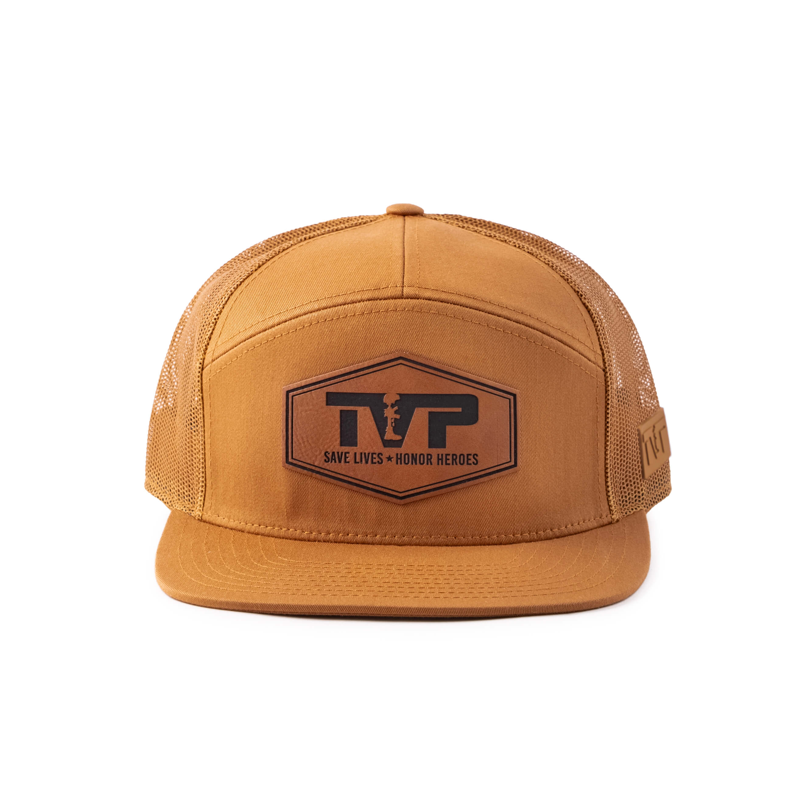 T.V.P. Leather Hex Flat 7 Panel Trucker