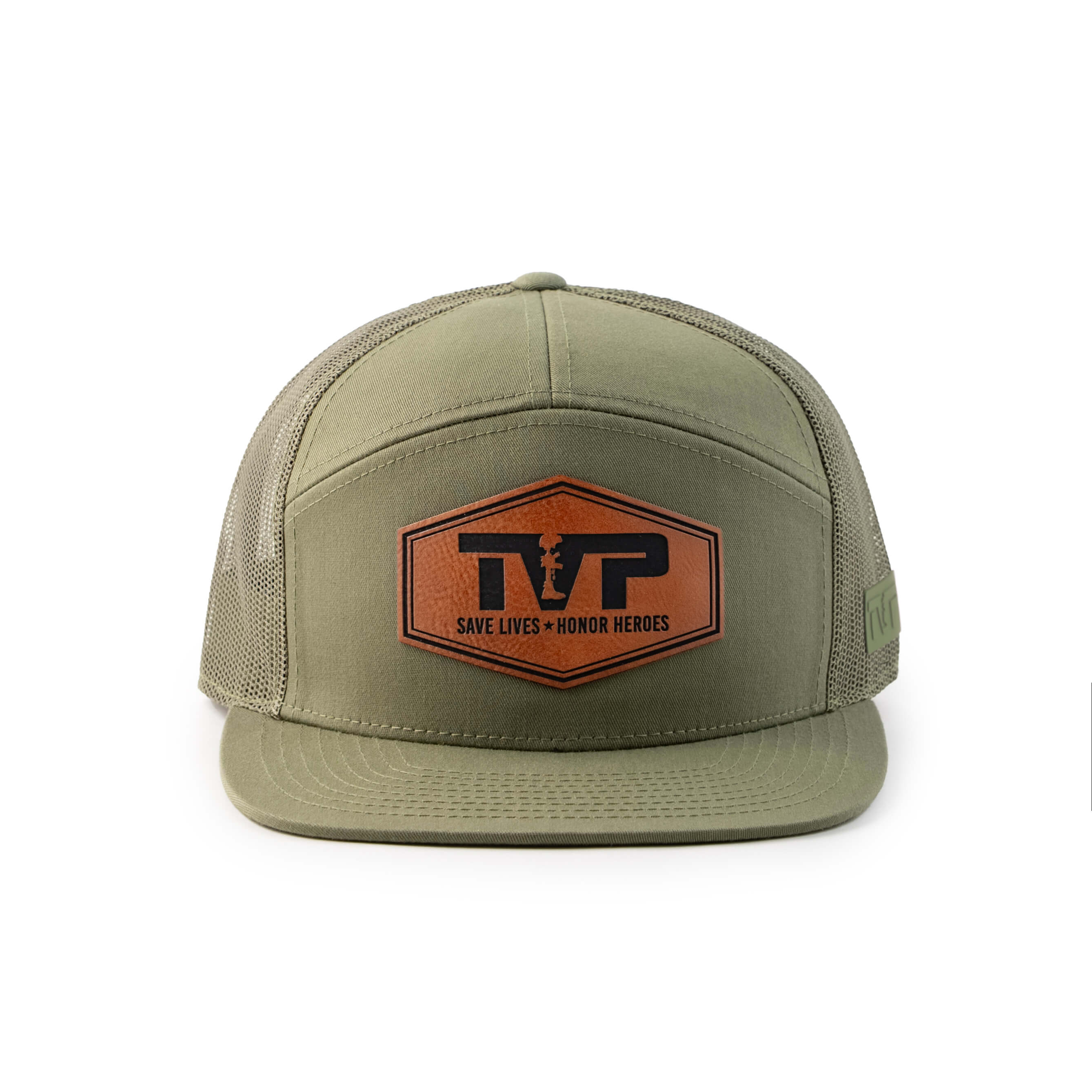 T.V.P. Leather Hex Flat 7 Panel Trucker