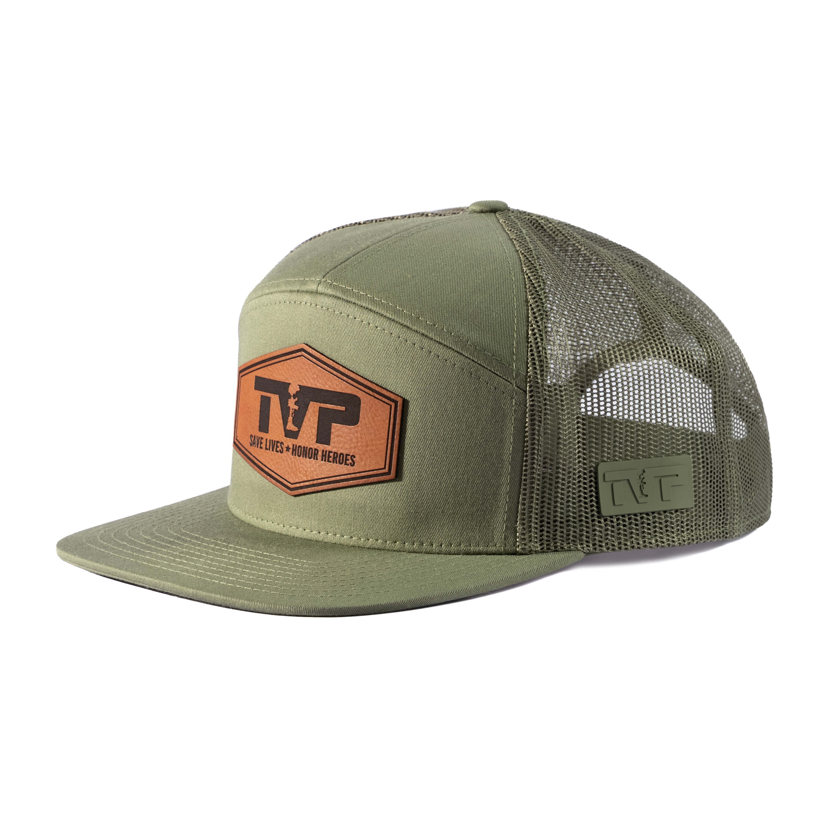 T.V.P. Leather Hex Flat 7 Panel Trucker