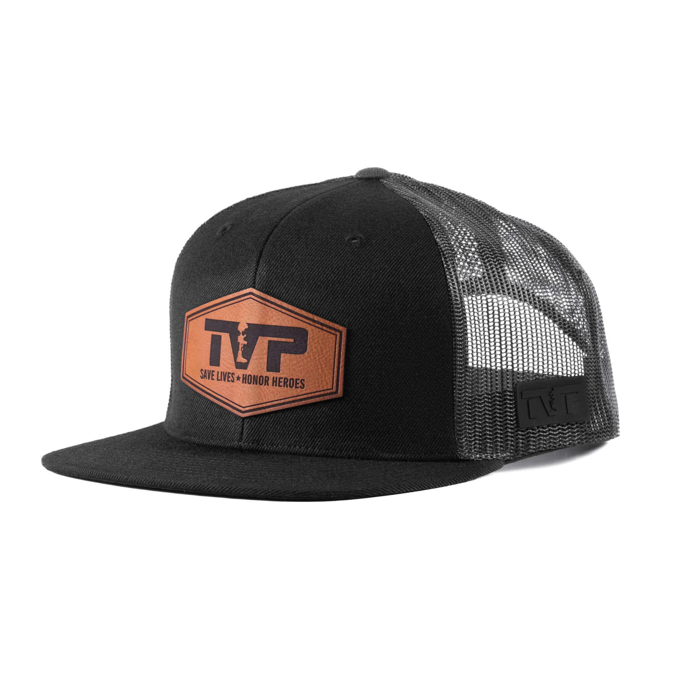 T.V.P. Leather Hex Flat Bill Trucker